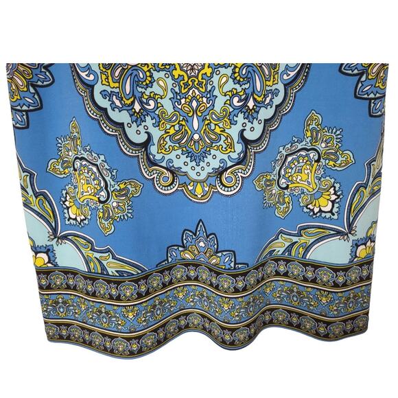 APT 9 Blue Knit Shift Dress Size L Loose Fitting Mid 3/4 Length Sleeves Travel - Picture 9 of 11